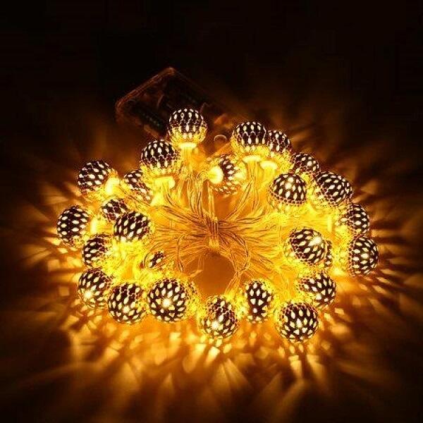 Golden Metal Ball Fairy Light, Metal Ball String Light - Fairy lights 20pcs